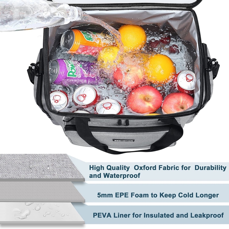 60Can 0.8kg van de zilveren Witte Grote Geïsoleerde Mensen van Tote Cooler Bag With Zipper Zachte