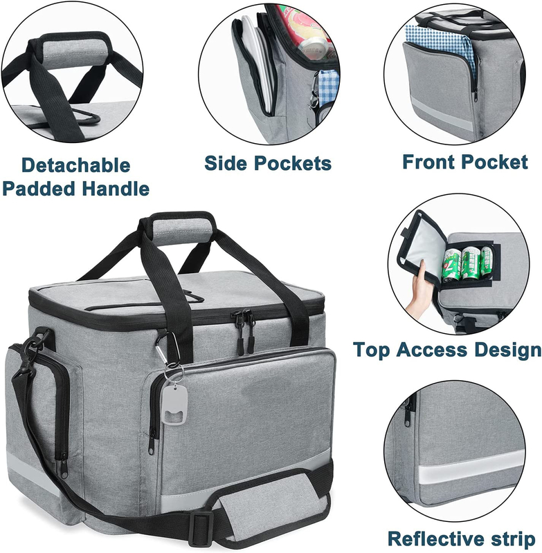 60Can 0.8kg van de zilveren Witte Grote Geïsoleerde Mensen van Tote Cooler Bag With Zipper Zachte
