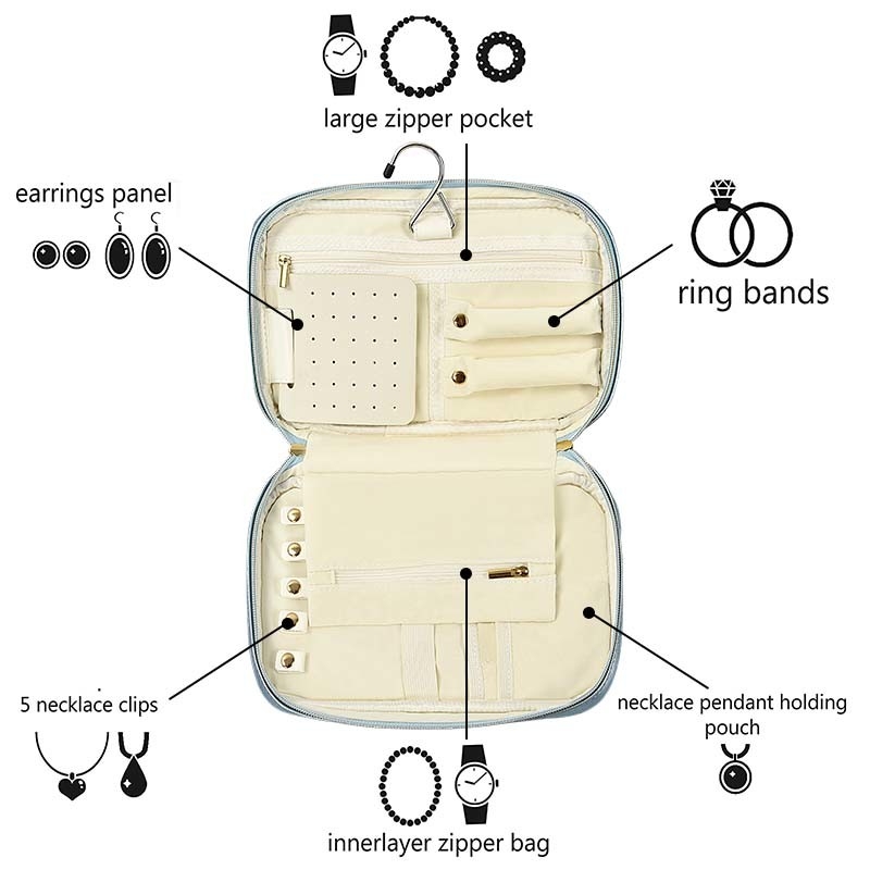 Kleine Faux-van het de Juwelengeval van de Leerreis de Doosorganisator Travel Portable 10x6.4x2“