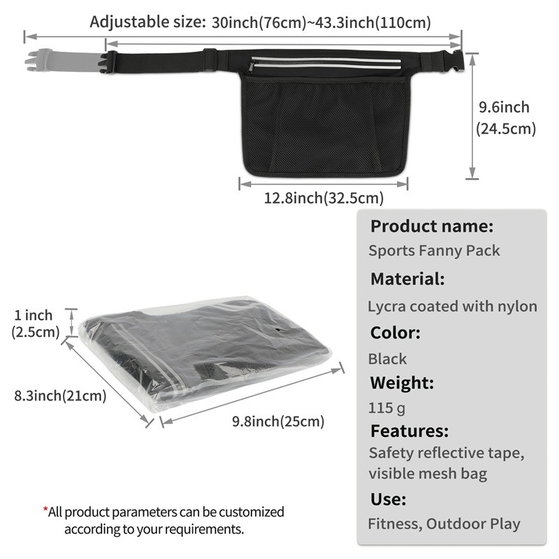 4.5 X 5,5 12.8X9.6 Biking Kamperende Fanny Pack Belt Crossbody Bag Hig