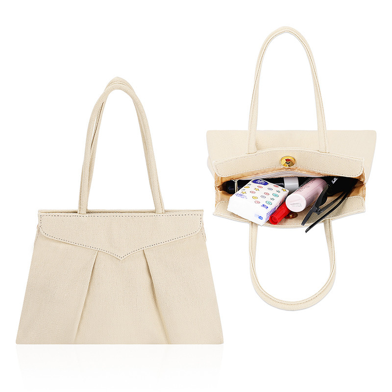 Eco Vriendschappelijk Opnieuw te gebruiken het Winkelen Zakken Duurzaam Canvas Tote Bags Zipper Button 10x7“