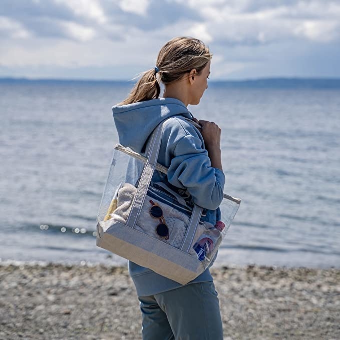 Duidelijk het Winkelen van Eco Vriendschappelijk Transparant pvc Tote Bag Stadium Outdoor Beach 14x5x13 van de Zakkendrager“