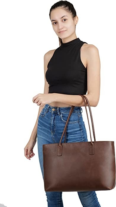 Uitstekende het Leerlaptop Tote Bag, 16x21-de Schouderzak van de Aktentascomputer van het het Werkbureau
