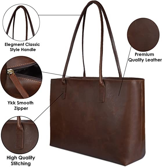 Uitstekende het Leerlaptop Tote Bag, 16x21-de Schouderzak van de Aktentascomputer van het het Werkbureau