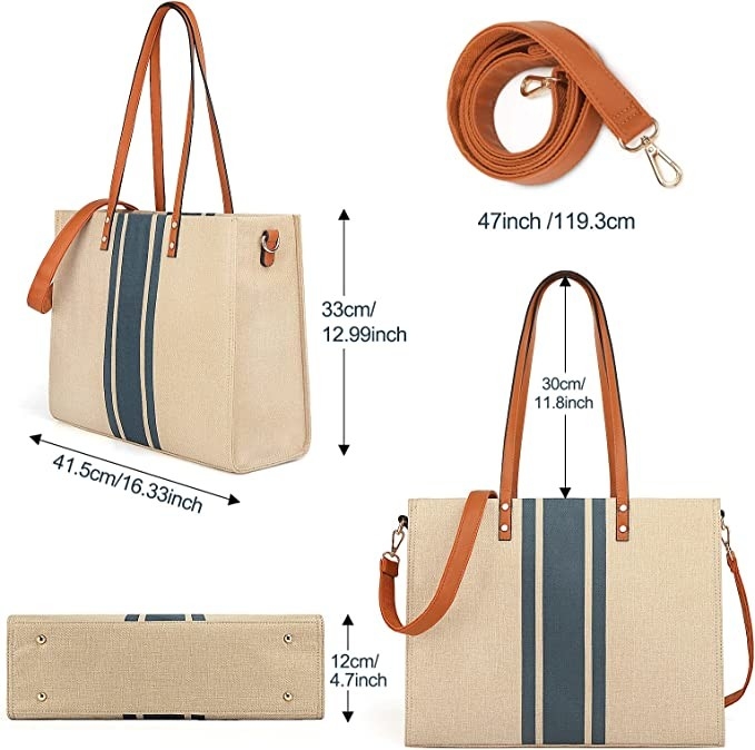 Laptop van het canvaswerk de Reis 16.33x4.7x12.99 van Tote Bag For Women Casual