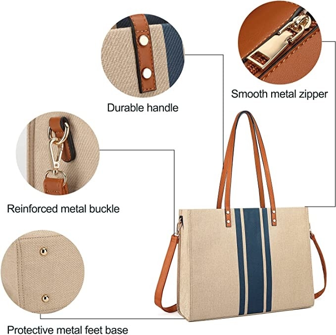 Laptop van het canvaswerk de Reis 16.33x4.7x12.99 van Tote Bag For Women Casual