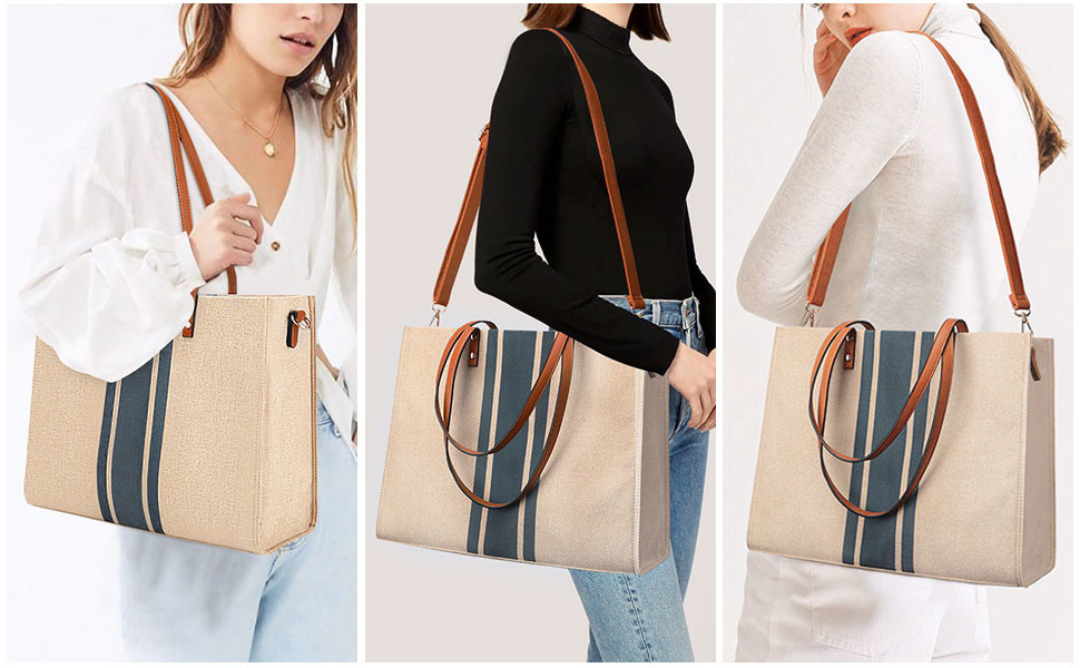 Laptop van het canvaswerk de Reis 16.33x4.7x12.99 van Tote Bag For Women Casual