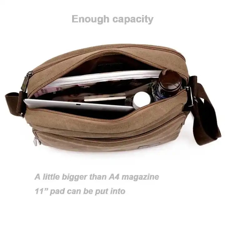 Draagbare Canvas Offset Print Crossbody Messenger Bag Vrouwen 13,8 X 4 X 10,8 inch