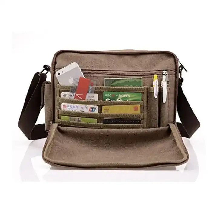 Draagbare Canvas Offset Print Crossbody Messenger Bag Vrouwen 13,8 X 4 X 10,8 inch