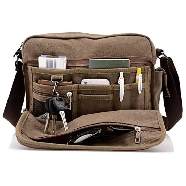 Draagbare Canvas Offset Print Crossbody Messenger Bag Vrouwen 13,8 X 4 X 10,8 inch