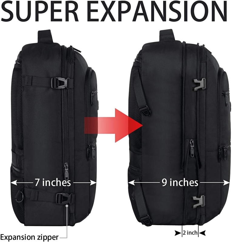 Zwarte 40L uitbreidbare draagbare bagageruimte Vlucht goedgekeurde outdoor duffel reistas