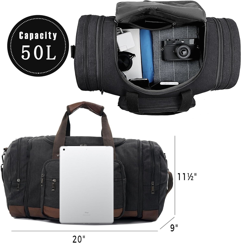 Canvas Grote capaciteit Mannen Vrouwen Duffel reistas Draagbare reistas met YKK Zipper