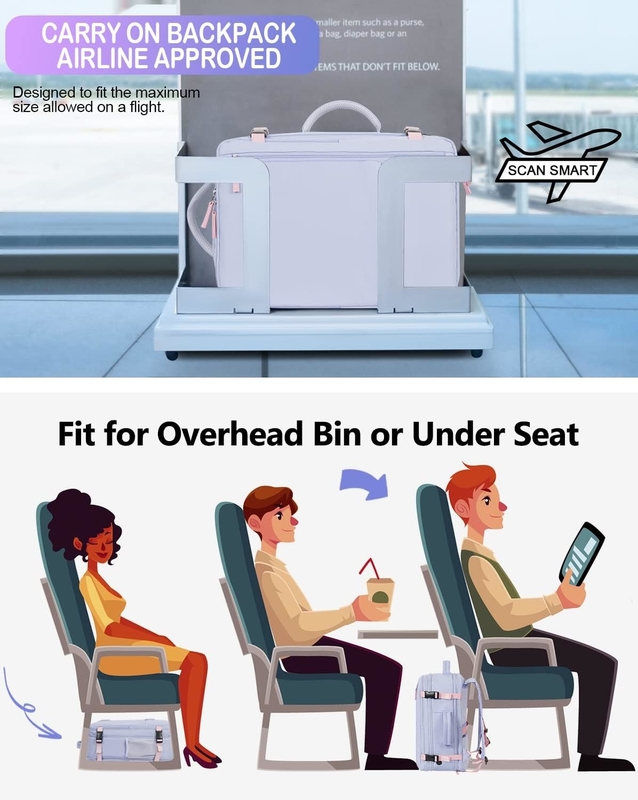 Purper 17,3 inch Laptop Airline goedgekeurd Draag bagage als persoonlijke spullen Weekender Wandelen Reistas voor vrouwen