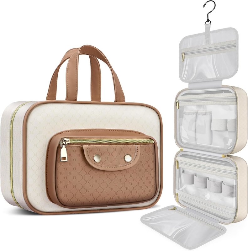Waterdicht roomwit toiletgoed hangend make-up cosmetische organisator reistas voor full size toiletgoed accessoire