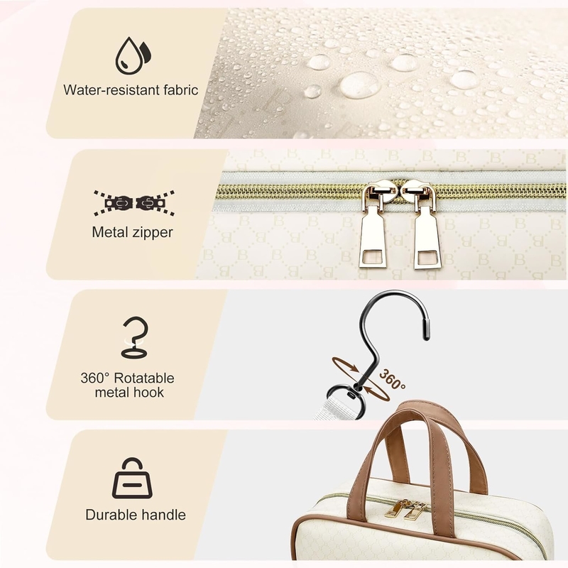 Waterdicht roomwit toiletgoed hangend make-up cosmetische organisator reistas voor full size toiletgoed accessoire
