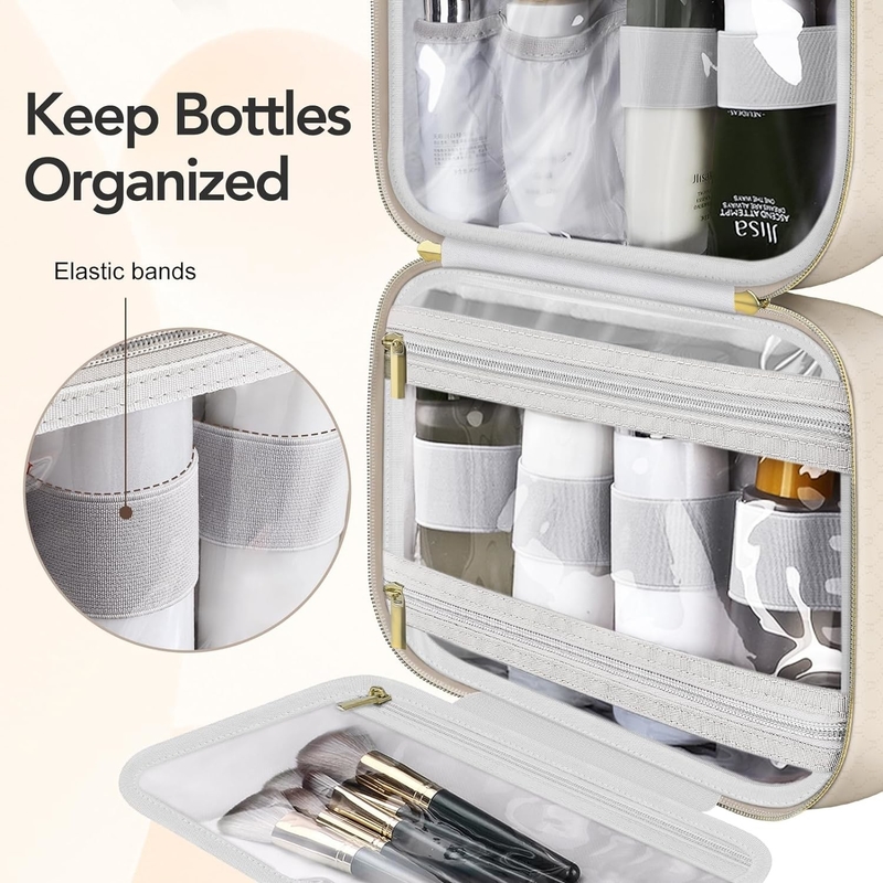 Waterdicht roomwit toiletgoed hangend make-up cosmetische organisator reistas voor full size toiletgoed accessoire