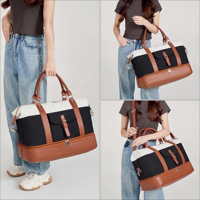 Cavas Weekender Carry on Duffel Travel Bag met lederen schoenen Compartiment voor mannen