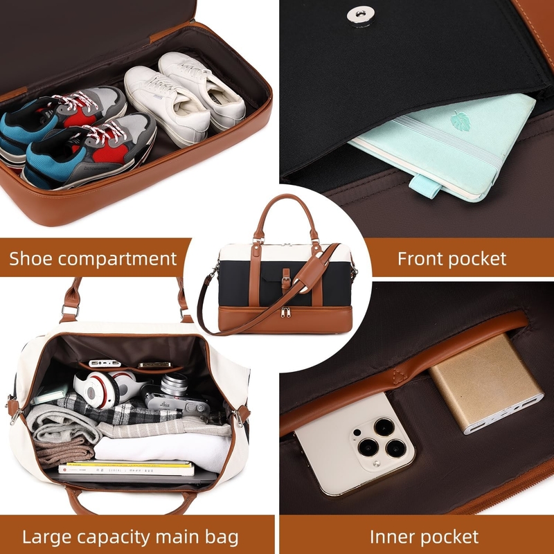 Cavas Weekender Carry on Duffel Travel Bag met lederen schoenen Compartiment voor mannen