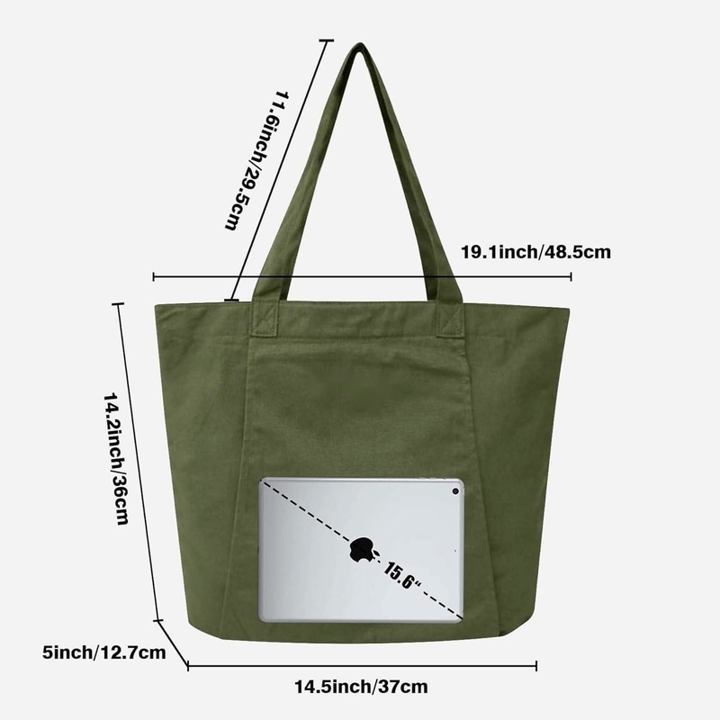 Grote Duurzame Groene Kleur Katoen Sport Duffel Bag Met Schoenen Compartiment Pocket