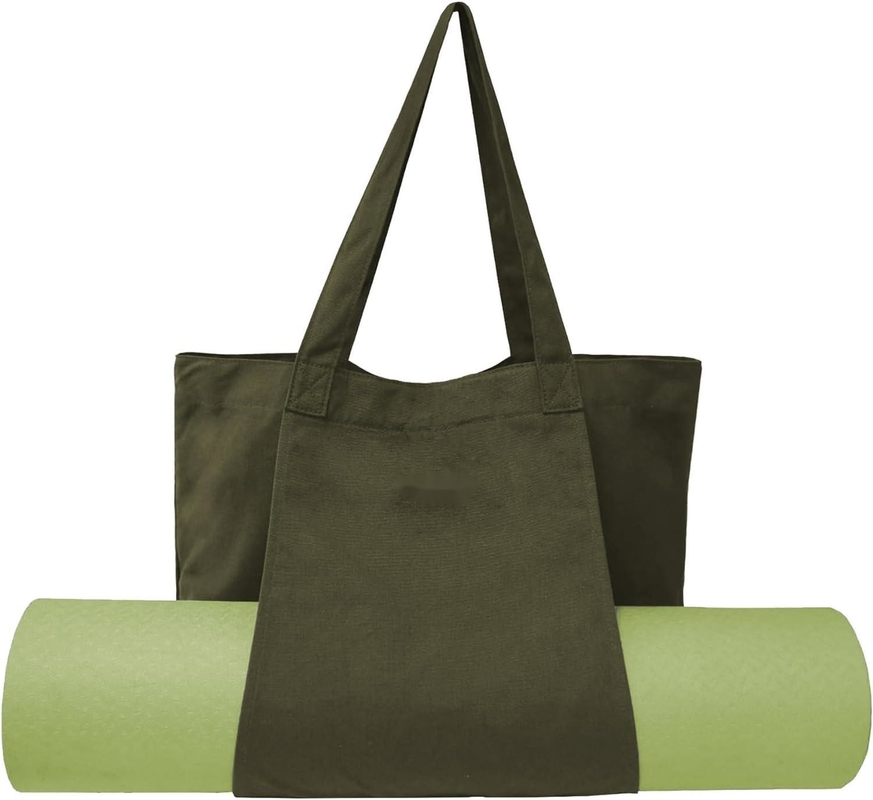 Grote Duurzame Groene Kleur Katoen Sport Duffel Bag Met Schoenen Compartiment Pocket