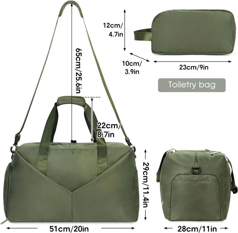 Groene Draagbare Overnight Weekender Bag Gym Duffel Bag Met Wet Pocket Schoenen Compartiment