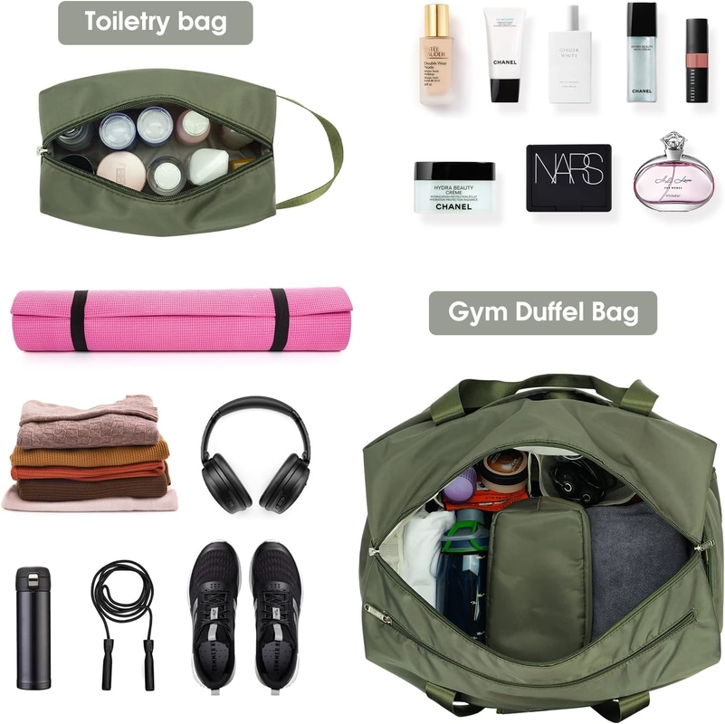 Groene Draagbare Overnight Weekender Bag Gym Duffel Bag Met Wet Pocket Schoenen Compartiment