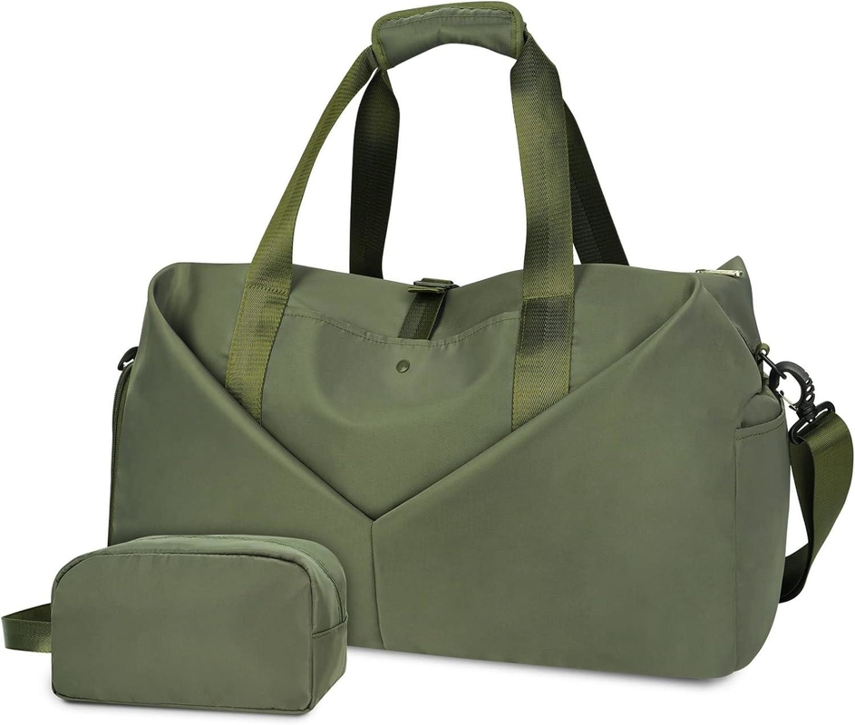 Groene Draagbare Overnight Weekender Bag Gym Duffel Bag Met Wet Pocket Schoenen Compartiment