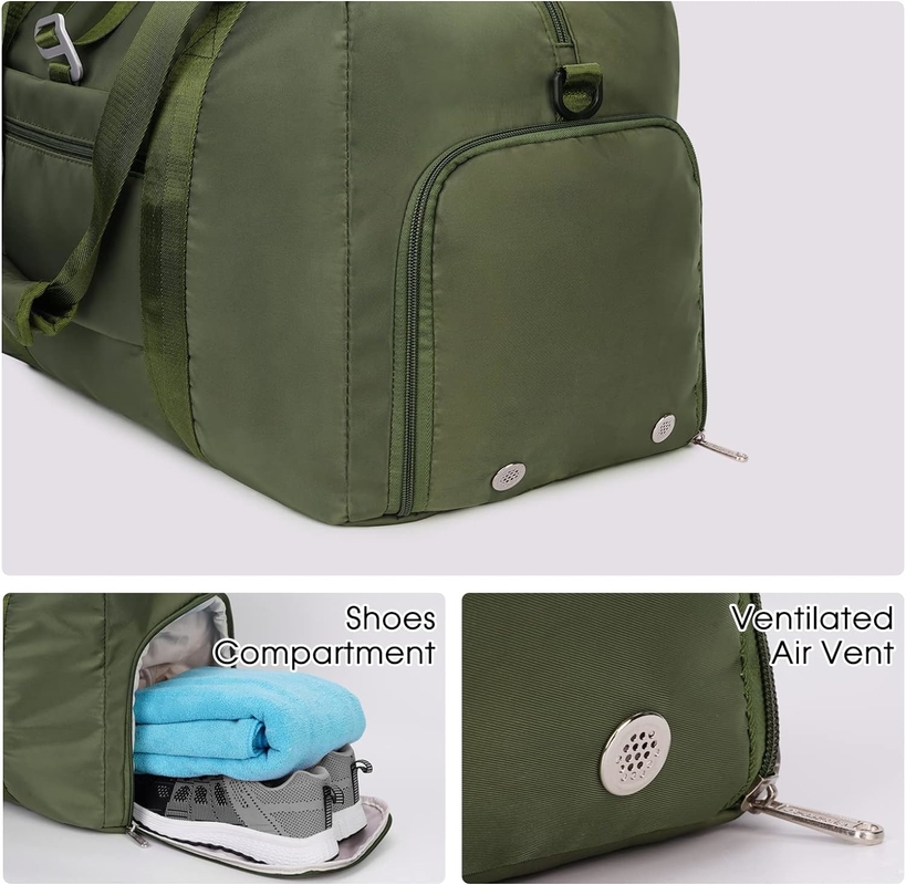 Groene Draagbare Overnight Weekender Bag Gym Duffel Bag Met Wet Pocket Schoenen Compartiment