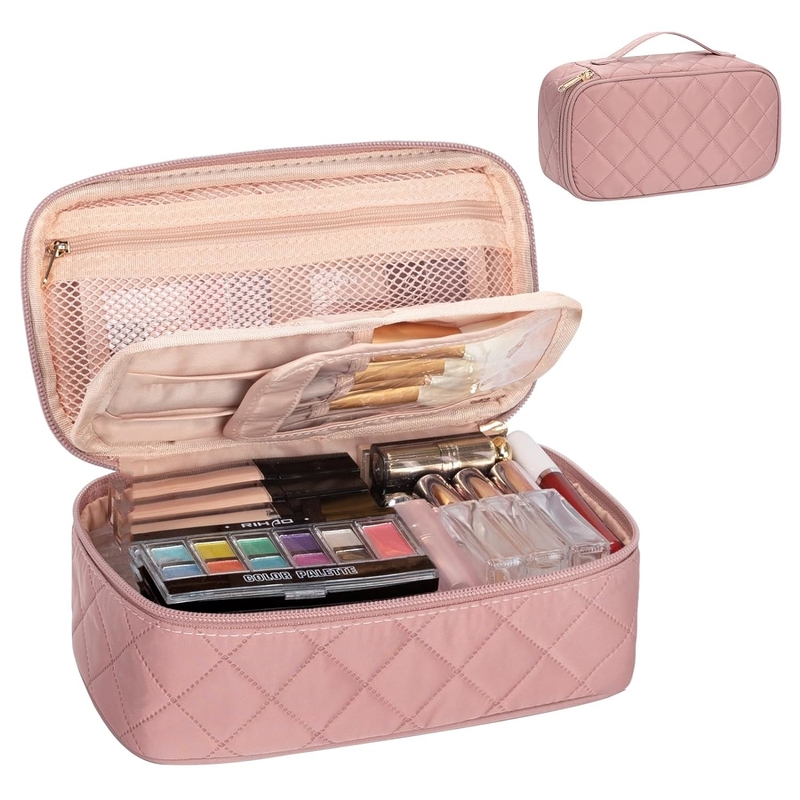 Draagbare roze schattig kleine make-up borstel organisator Custom reistas met compartiment