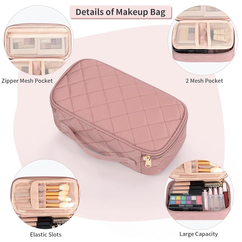 Draagbare roze schattig kleine make-up borstel organisator Custom reistas met compartiment