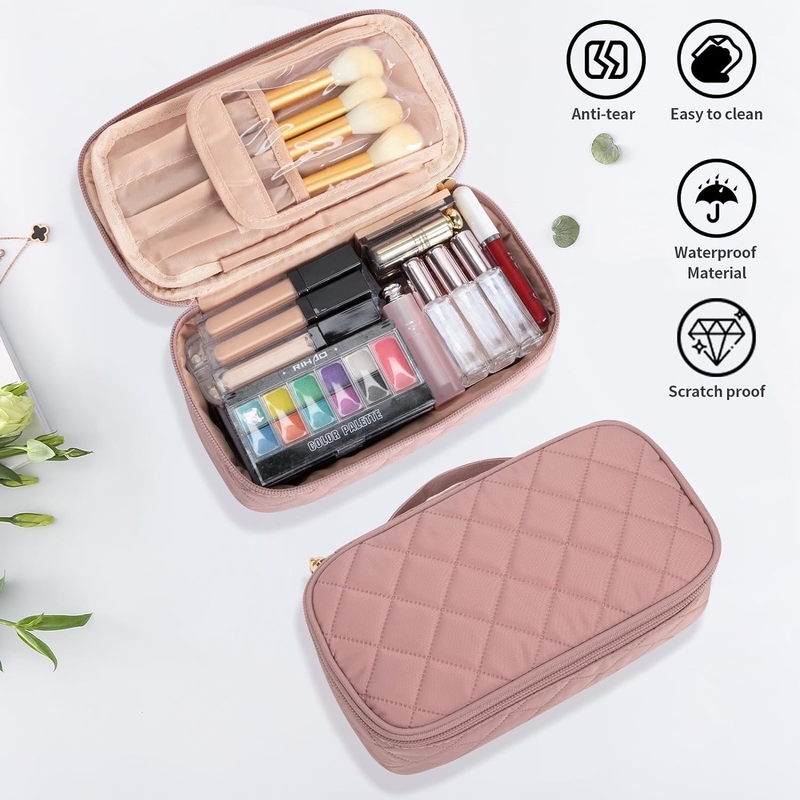 Draagbare roze schattig kleine make-up borstel organisator Custom reistas met compartiment