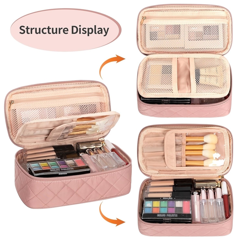 Draagbare roze schattig kleine make-up borstel organisator Custom reistas met compartiment