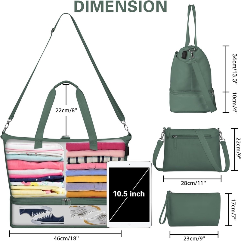 Uitbreidbare Carry On Tote Weekender Gym Duffle Custom met schoenvak en natte zak