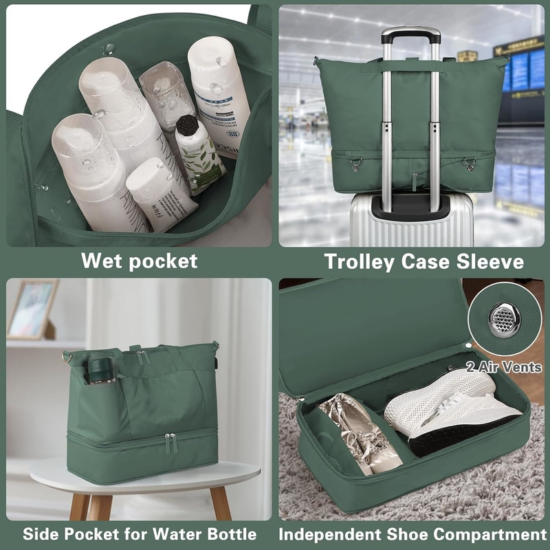 Uitbreidbare Carry On Tote Weekender Gym Duffle Custom met schoenvak en natte zak