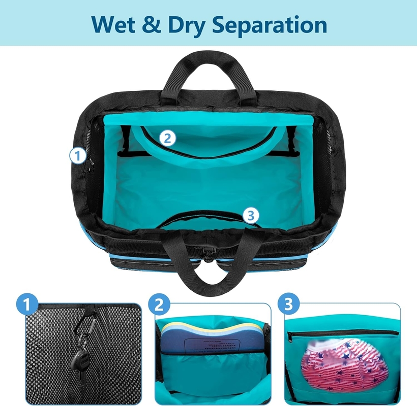 Grote waterdichte trekband Strand zwembad gym zwembad Sport mesh Custom Travel Bag voor mannen en vrouwen