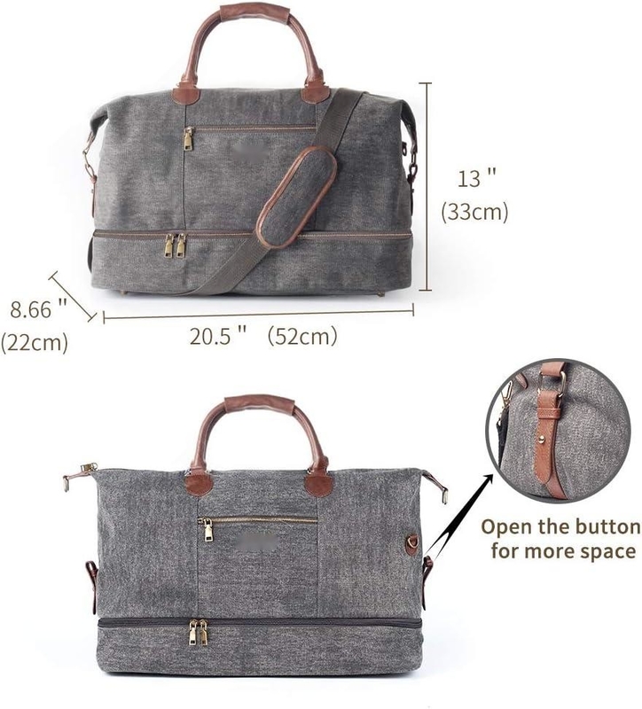 Grote capaciteit Canvas Carry On Duffel Tote Weekender Overnight Travel Bag Met Schoenzak