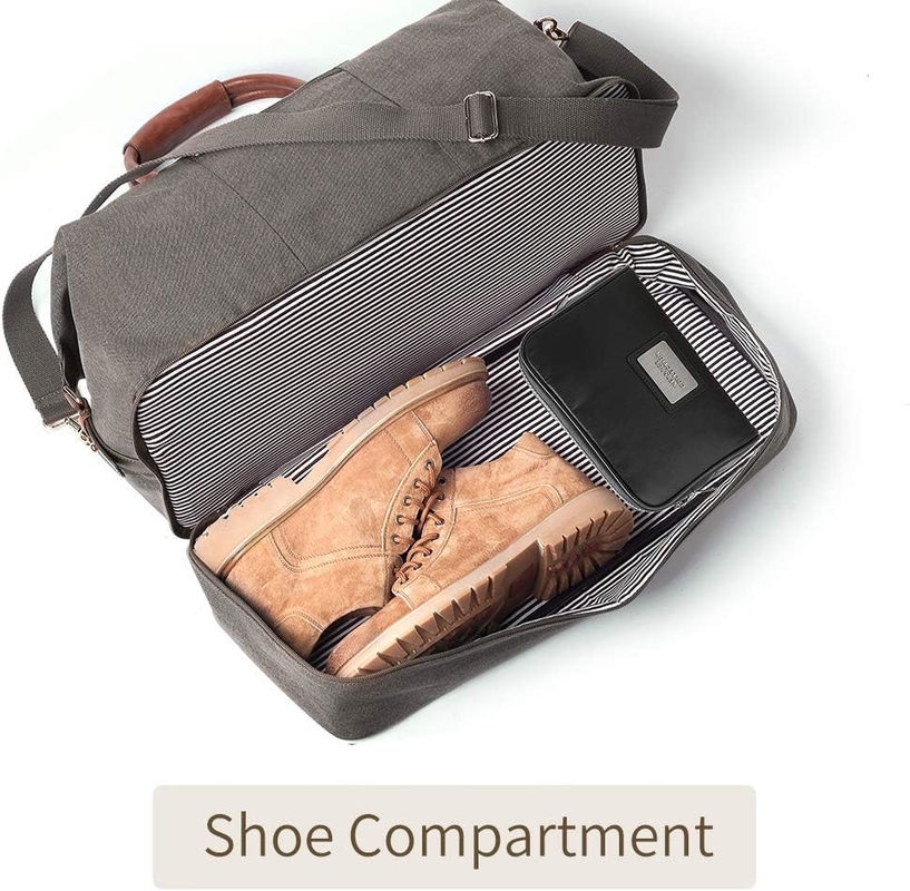 Grote capaciteit Canvas Carry On Duffel Tote Weekender Overnight Travel Bag Met Schoenzak