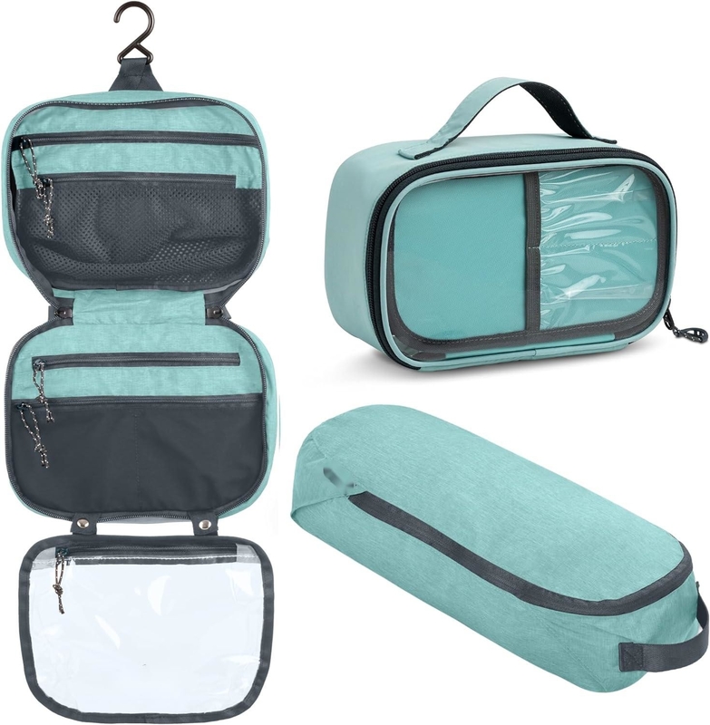 Ultralichte accessoire hangende organisator tas Dusty Teal make-up aangepaste reistas met borstelhouder