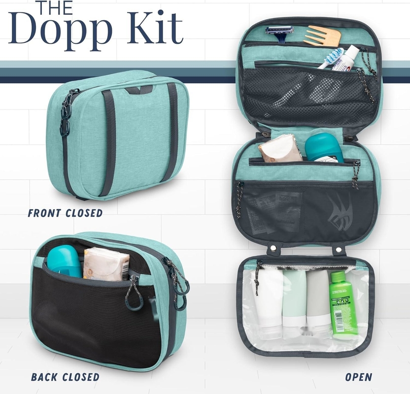Ultralichte accessoire hangende organisator tas Dusty Teal make-up aangepaste reistas met borstelhouder