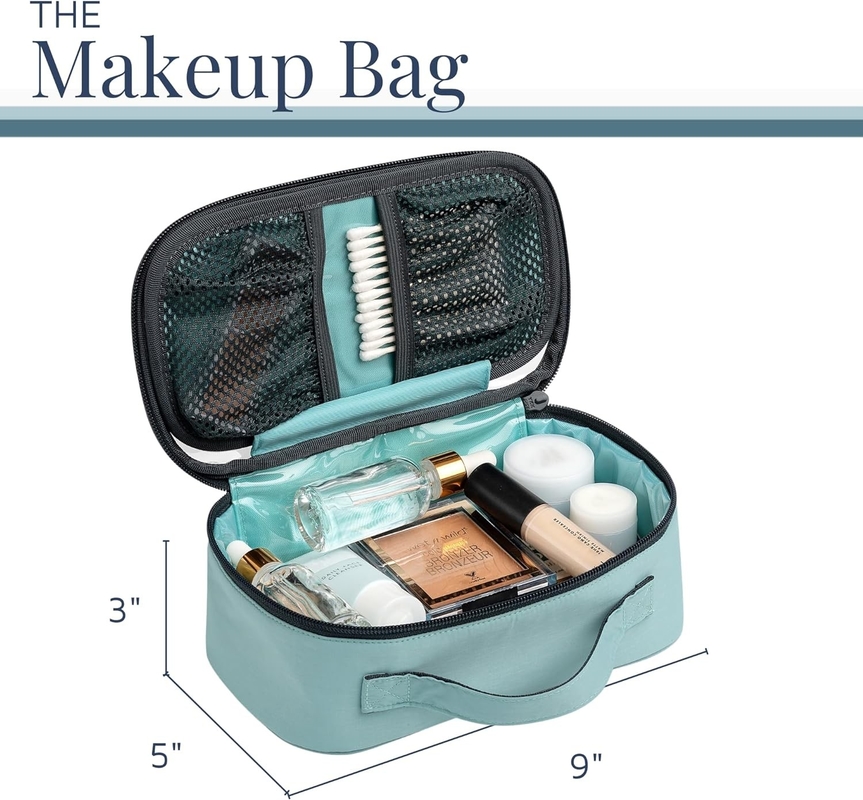 Ultralichte accessoire hangende organisator tas Dusty Teal make-up aangepaste reistas met borstelhouder
