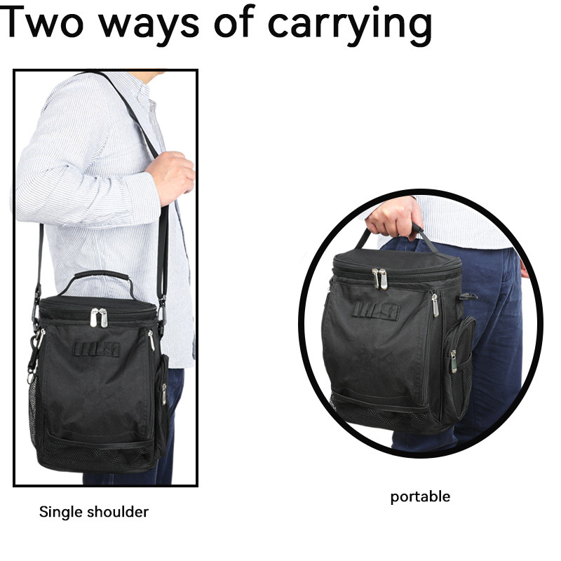 Zwarte grote capaciteit Unisex 10 blikje Geïsoleerde golf Custom Travel Cooler Bag met schouderband