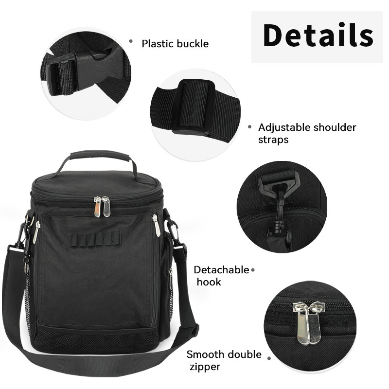 Zwarte grote capaciteit Unisex 10 blikje Geïsoleerde golf Custom Travel Cooler Bag met schouderband