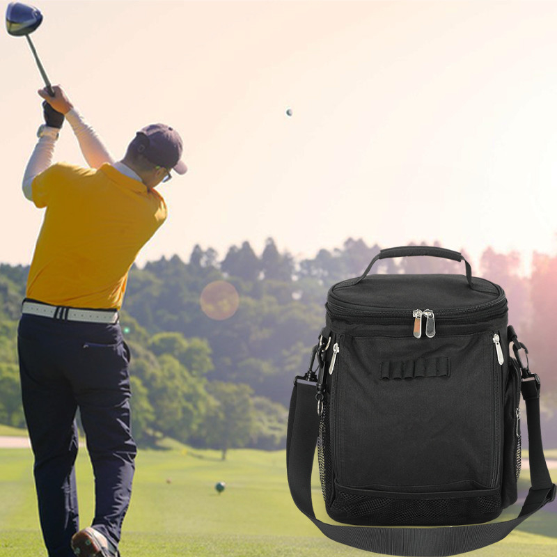 Zwarte grote capaciteit Unisex 10 blikje Geïsoleerde golf Custom Travel Cooler Bag met schouderband