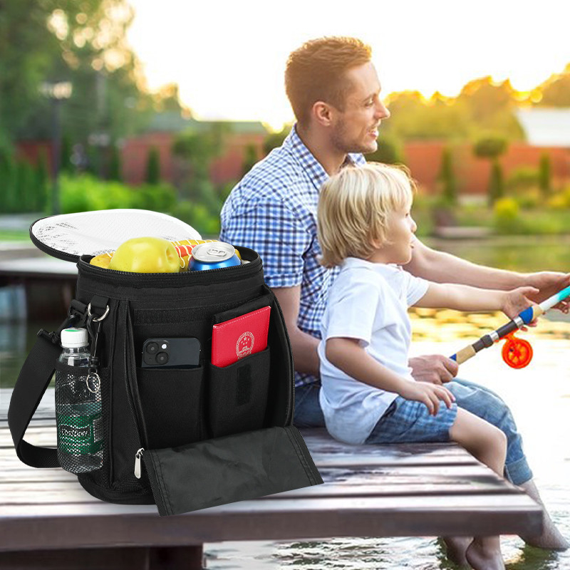 Zwarte grote capaciteit Unisex 10 blikje Geïsoleerde golf Custom Travel Cooler Bag met schouderband
