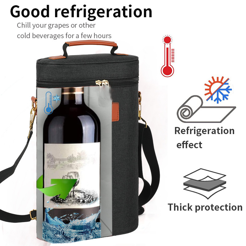 Leekproof Geïsoleerde Padded 2 flessen Gift Tote Carrier Custom Travel Wine Bag met schouderband