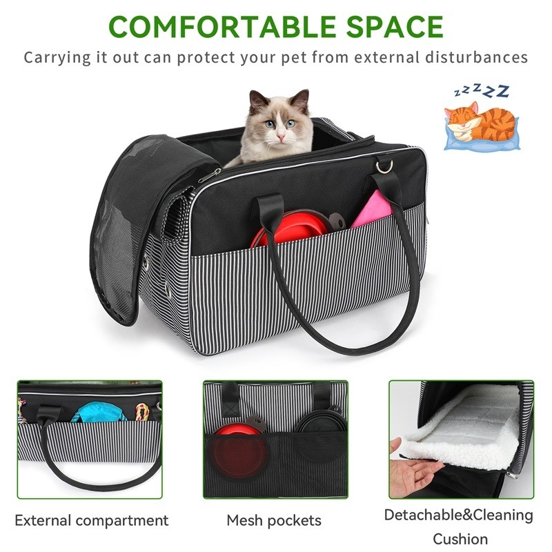 Luchtvaartmaatschappij Goedgekeurd Ademend Mesh Draagbaar Puppy Cat Dog Poop Bag Dispenser Custom Travel Pet Bag