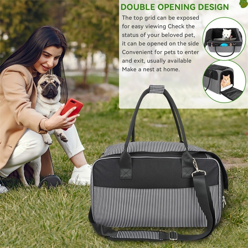 Luchtvaartmaatschappij Goedgekeurd Ademend Mesh Draagbaar Puppy Cat Dog Poop Bag Dispenser Custom Travel Pet Bag
